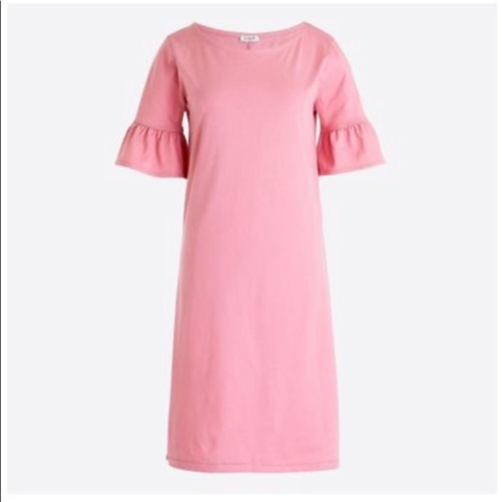 J Crew Factory Ruffle Sleeve Pink T-Shirt Knee Length Dress